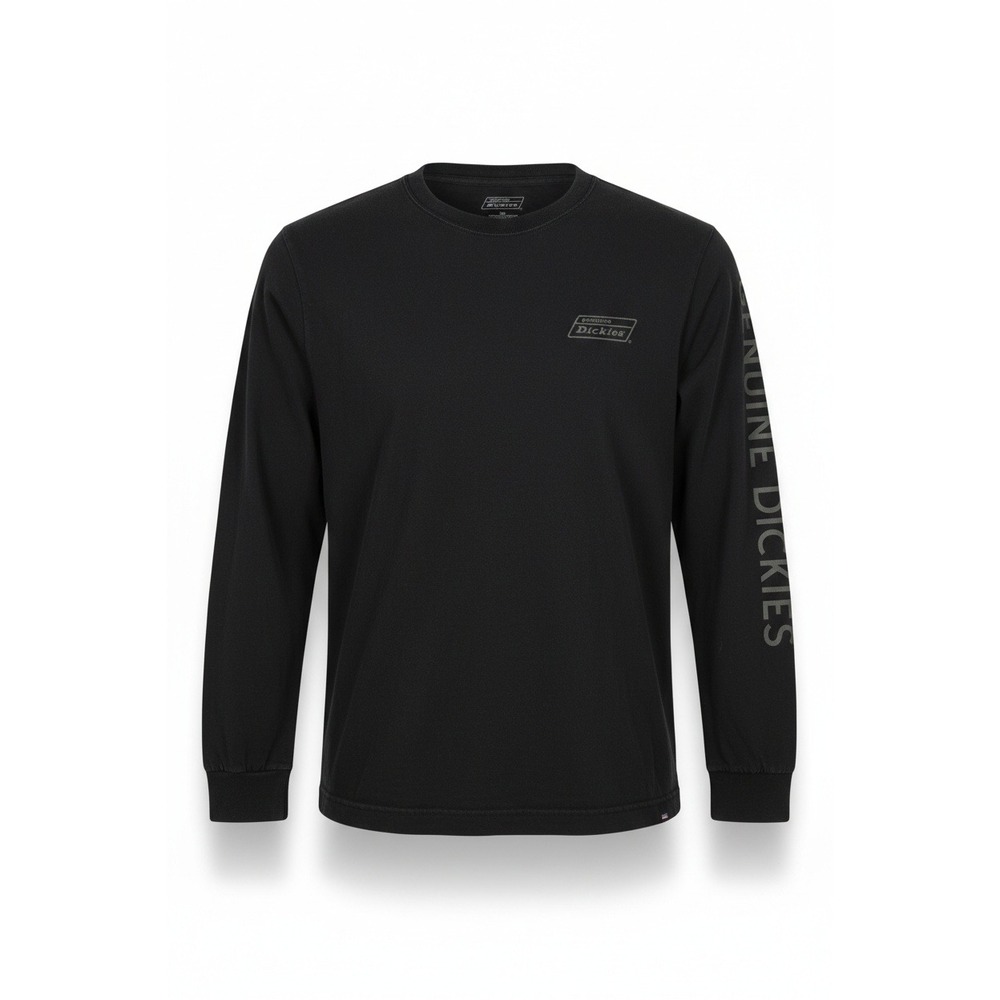Genuine Dickies Long Sleeve T-Shirt Mens Medium Black Cotton Graphic Sleeve